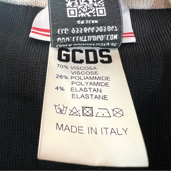 GCDS Classic Track Mini Skirt Black White - Picture 7 of 8